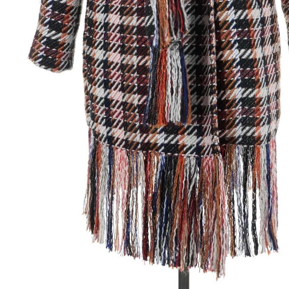 CAbi Plaid Wool Fringe Belted Coat Multicolor Size M - Picture 11 of 15